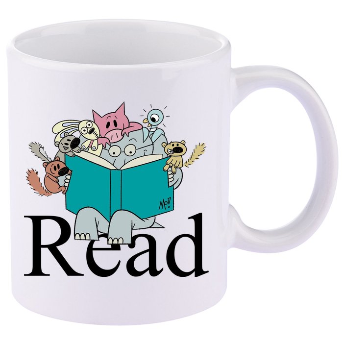 Read Cute Elephant Book Lover Gift 11oz C Handle Ceramic Mug