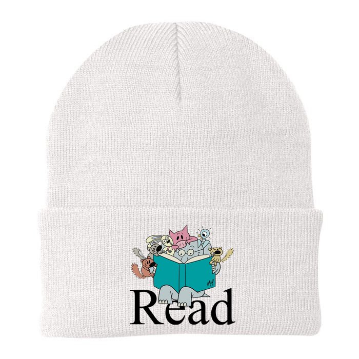 Read Cute Elephant Book Lover Gift Knit Cap Winter Beanie