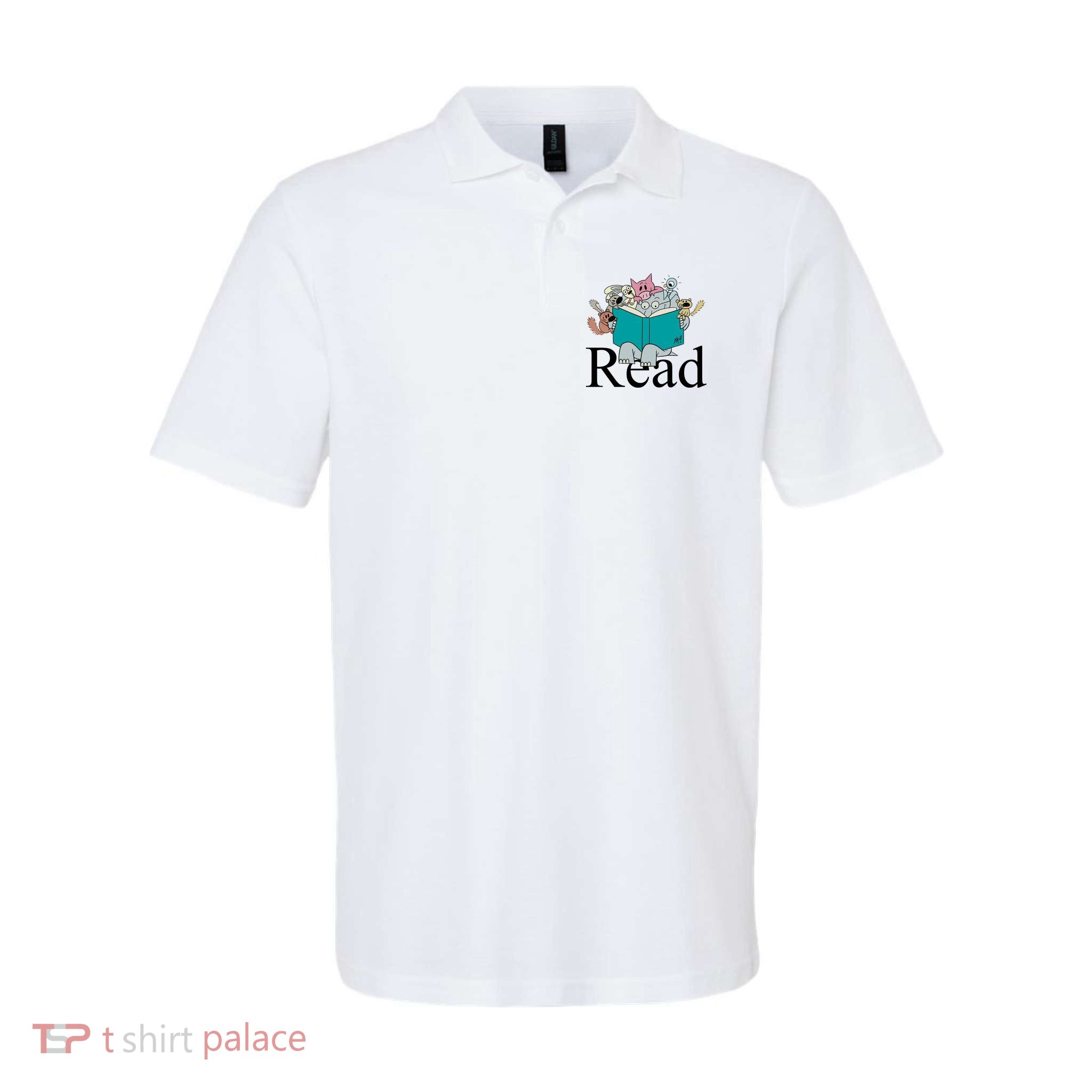 Read Cute Elephant Book Lover Gift Softstyle Adult Sport Polo