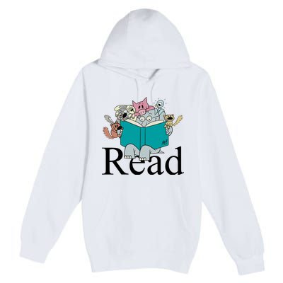 Read Cute Elephant Book Lover Gift Premium Pullover Hoodie