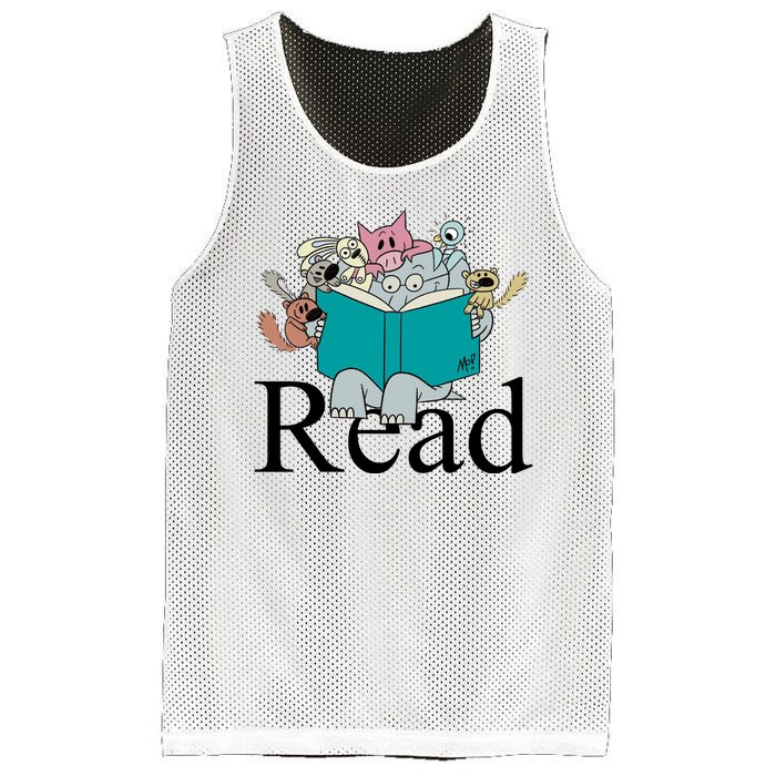 Read Cute Elephant Book Lover Gift Mesh Reversible Basketball Jersey Tank