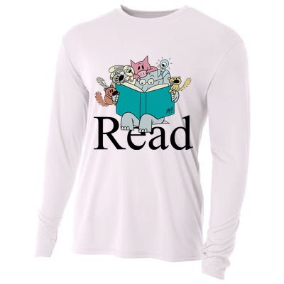 Read Cute Elephant Book Lover Gift Cooling Performance Long Sleeve Crew