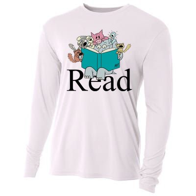 Read Cute Elephant Book Lover Gift Cooling Performance Long Sleeve Crew