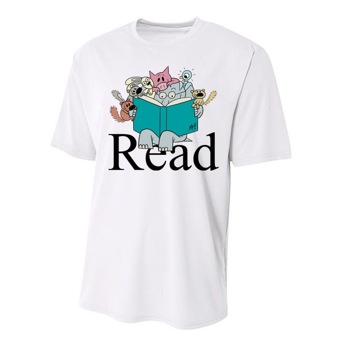 Read Cute Elephant Book Lover Gift Performance Sprint T-Shirt