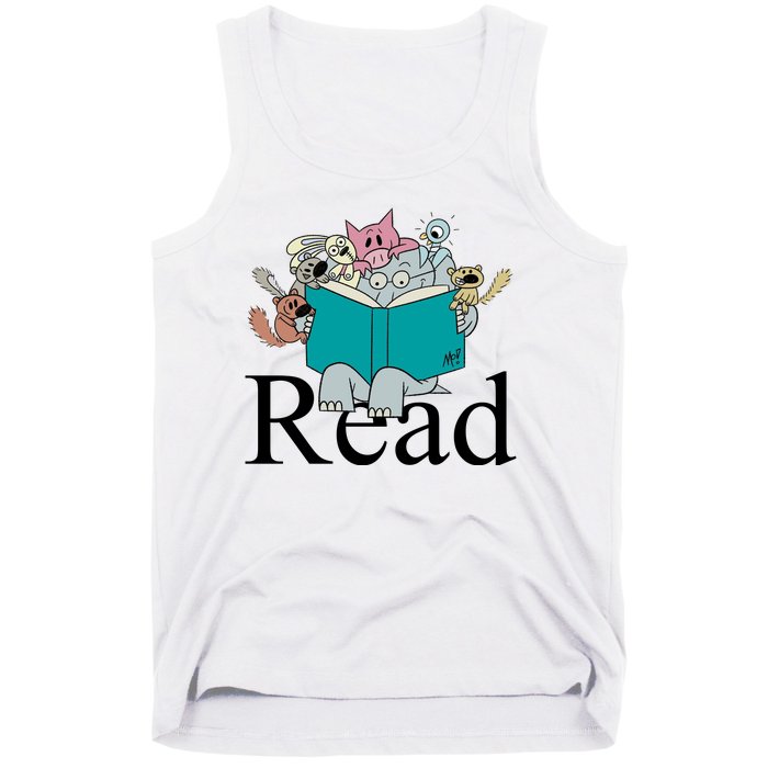 Read Cute Elephant Book Lover Gift Tank Top