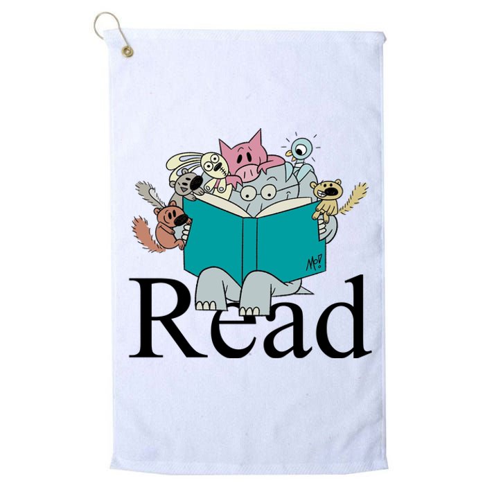 Read Cute Elephant Book Lover Gift Platinum Collection Golf Towel