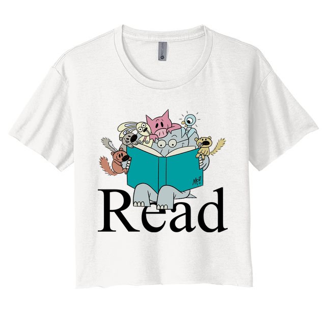 Read Cute Elephant Book Lover Gift Crop Top