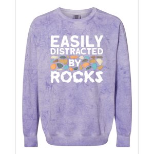 Rock Collector Easily Distracted By Rock Colorblast Crewneck Sweatshirt