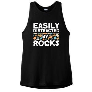 Rock Collector Easily Distracted By Rock Ladies PosiCharge Tri-Blend Wicking Tank