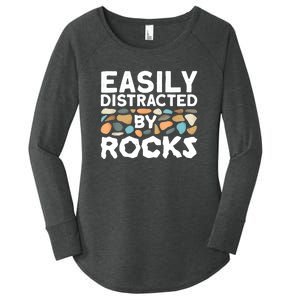 Rock Collector Easily Distracted By Rock Women's Perfect Tri Tunic Long Sleeve Shirt