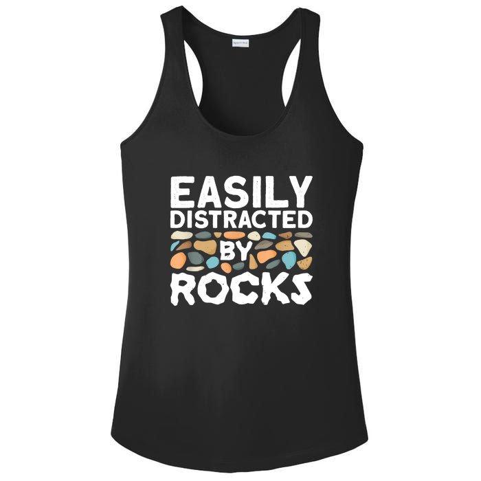 Rock Collector Easily Distracted By Rock Ladies PosiCharge Competitor Racerback Tank