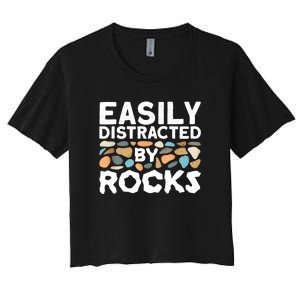 Rock Collector Easily Distracted By Rock Women's Crop Top Tee