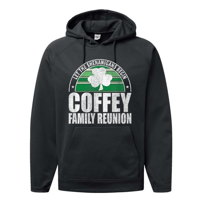 Retro Coffey Family Reunion Funny Irish Performance Fleece Hoodie