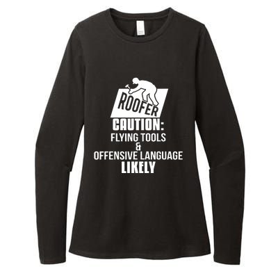 Roofer Caution Flying Tools And Offensive Language Womens CVC Long Sleeve Shirt