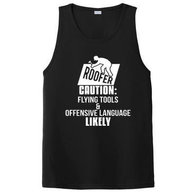 Roofer Caution Flying Tools And Offensive Language PosiCharge Competitor Tank