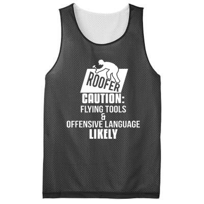 Roofer Caution Flying Tools And Offensive Language Mesh Reversible Basketball Jersey Tank