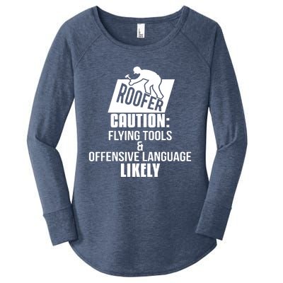 Roofer Caution Flying Tools And Offensive Language Women's Perfect Tri Tunic Long Sleeve Shirt