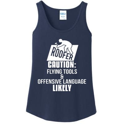 Roofer Caution Flying Tools And Offensive Language Ladies Essential Tank