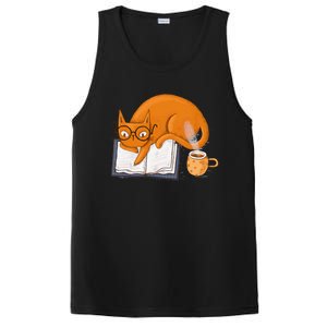 Reading Cat Funny Book & Coffee Lover PosiCharge Competitor Tank