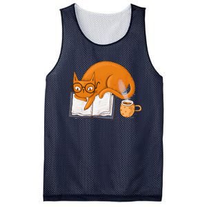 Reading Cat Funny Book & Coffee Lover Mesh Reversible Basketball Jersey Tank