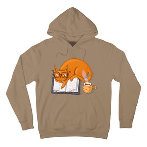 Reading Cat Funny Book & Coffee Lover Hoodie