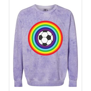 Rainbow Circle Football For Soccer Lover Best Sports Pride Colorblast Crewneck Sweatshirt