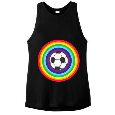 Rainbow Circle Football For Soccer Lover Best Sports Pride Ladies PosiCharge Tri-Blend Wicking Tank