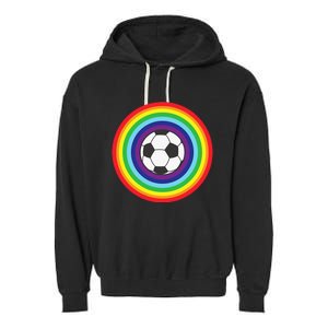 Rainbow Circle Football For Soccer Lover Best Sports Pride Garment-Dyed Fleece Hoodie