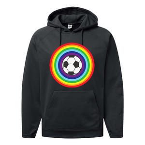 Rainbow Circle Football For Soccer Lover Best Sports Pride Performance Fleece Hoodie