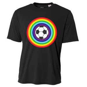 Rainbow Circle Football For Soccer Lover Best Sports Pride Cooling Performance Crew T-Shirt