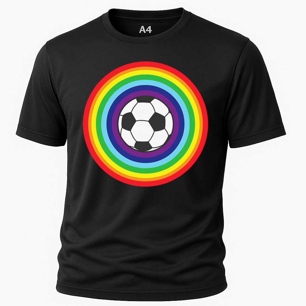 Rainbow Circle Football For Soccer Lover Best Sports Pride Cooling Performance Crew T-Shirt