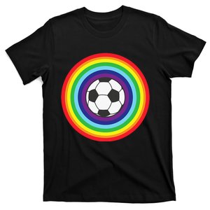 Rainbow Circle Football For Soccer Lover Best Sports Pride T-Shirt