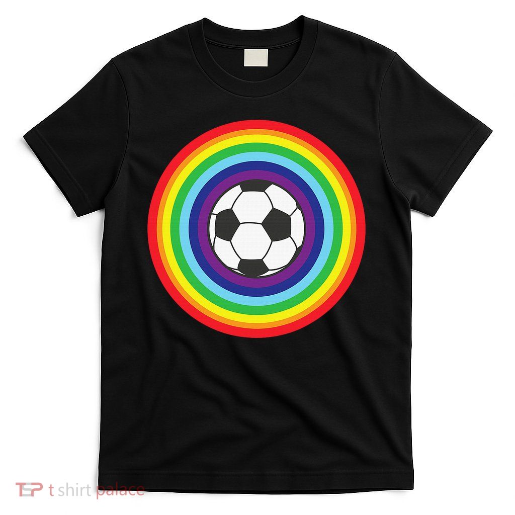 Rainbow Circle Football For Soccer Lover Best Sports Pride T-Shirt
