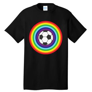 Rainbow Circle Football For Soccer Lover Best Sports Pride Tall T-Shirt