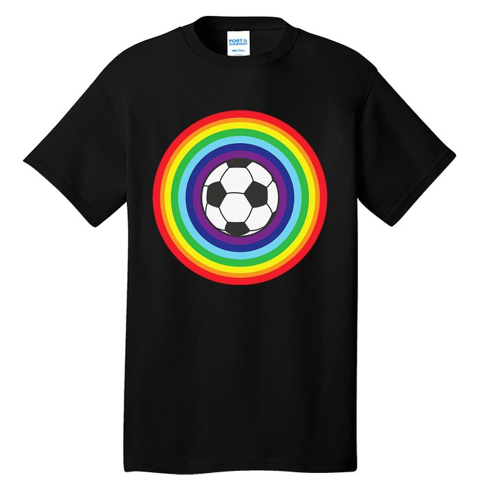 Rainbow Circle Football For Soccer Lover Best Sports Pride Tall T-Shirt