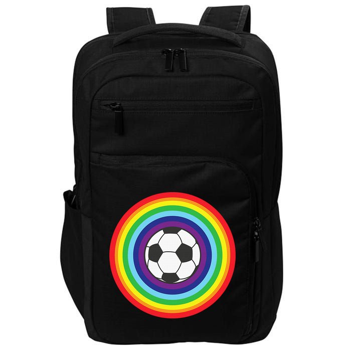 Rainbow Circle Football For Soccer Lover Best Sports Pride Impact Tech Backpack
