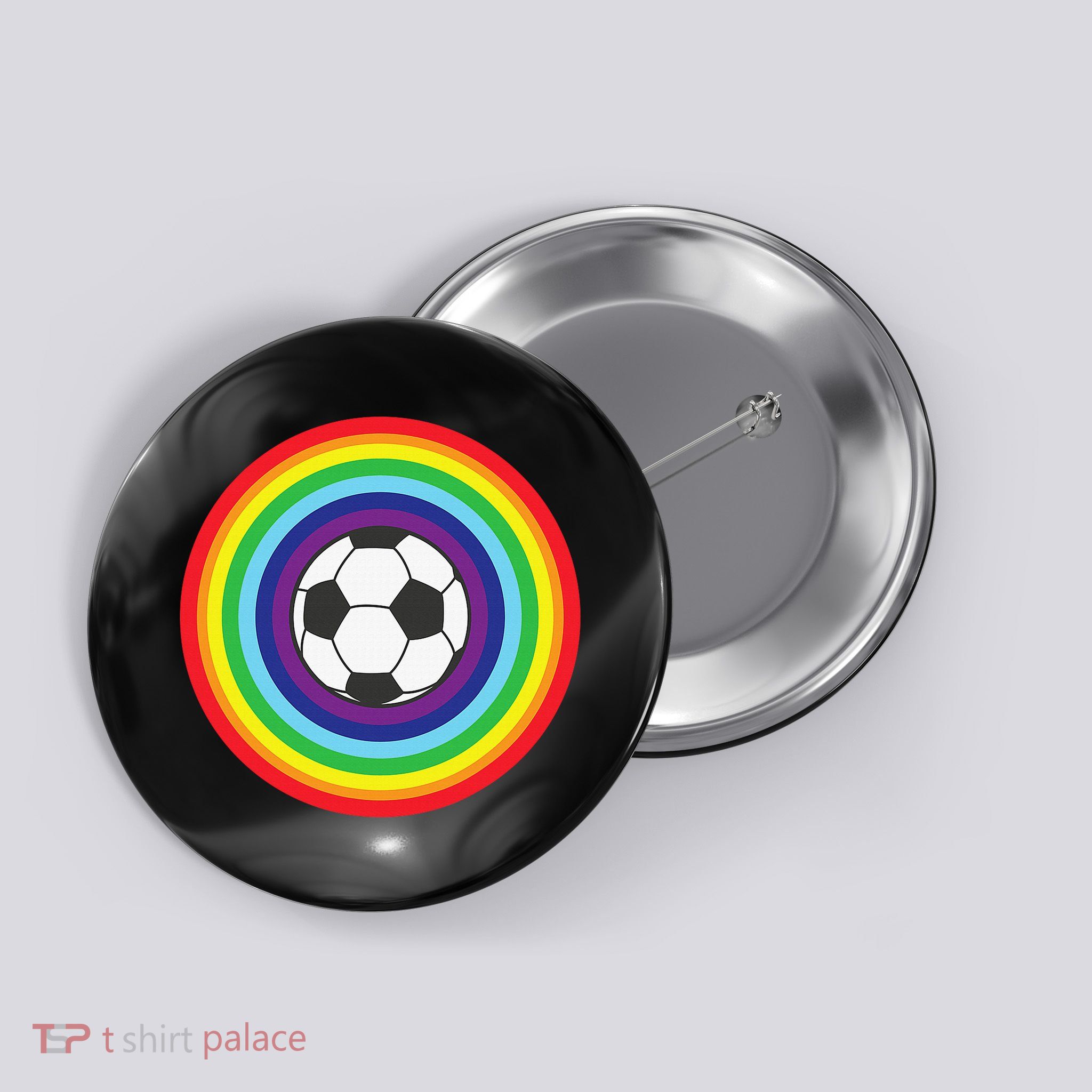 Rainbow Circle Football For Soccer Lover Best Sports Pride Button