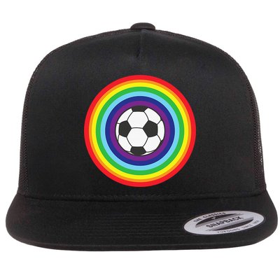 Rainbow Circle Football For Soccer Lover Best Sports Pride Flatbill Hat