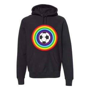 Rainbow Circle Football For Soccer Lover Best Sports Pride Premium Hoodie