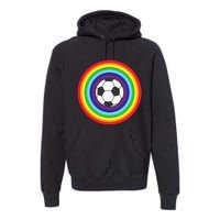 Rainbow Circle Football For Soccer Lover Best Sports Pride Premium Hoodie