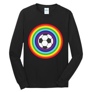 Rainbow Circle Football For Soccer Lover Best Sports Pride Tall Long Sleeve T-Shirt