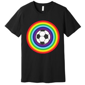 Rainbow Circle Football For Soccer Lover Best Sports Pride Premium T-Shirt