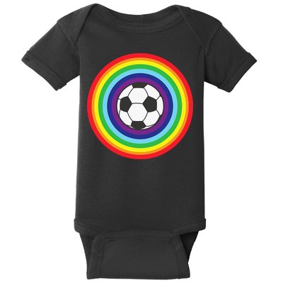 Rainbow Circle Football For Soccer Lover Best Sports Pride Baby Bodysuit