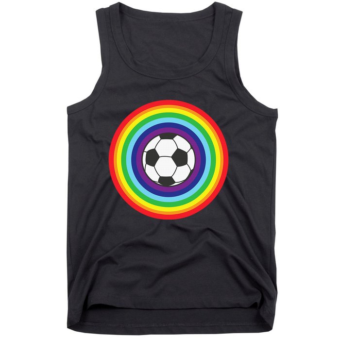 Rainbow Circle Football For Soccer Lover Best Sports Pride Tank Top