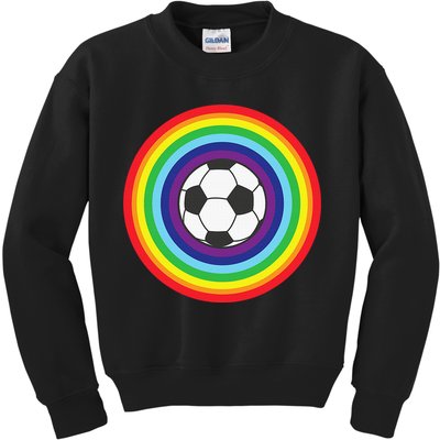 Rainbow Circle Football For Soccer Lover Best Sports Pride Kids Sweatshirt
