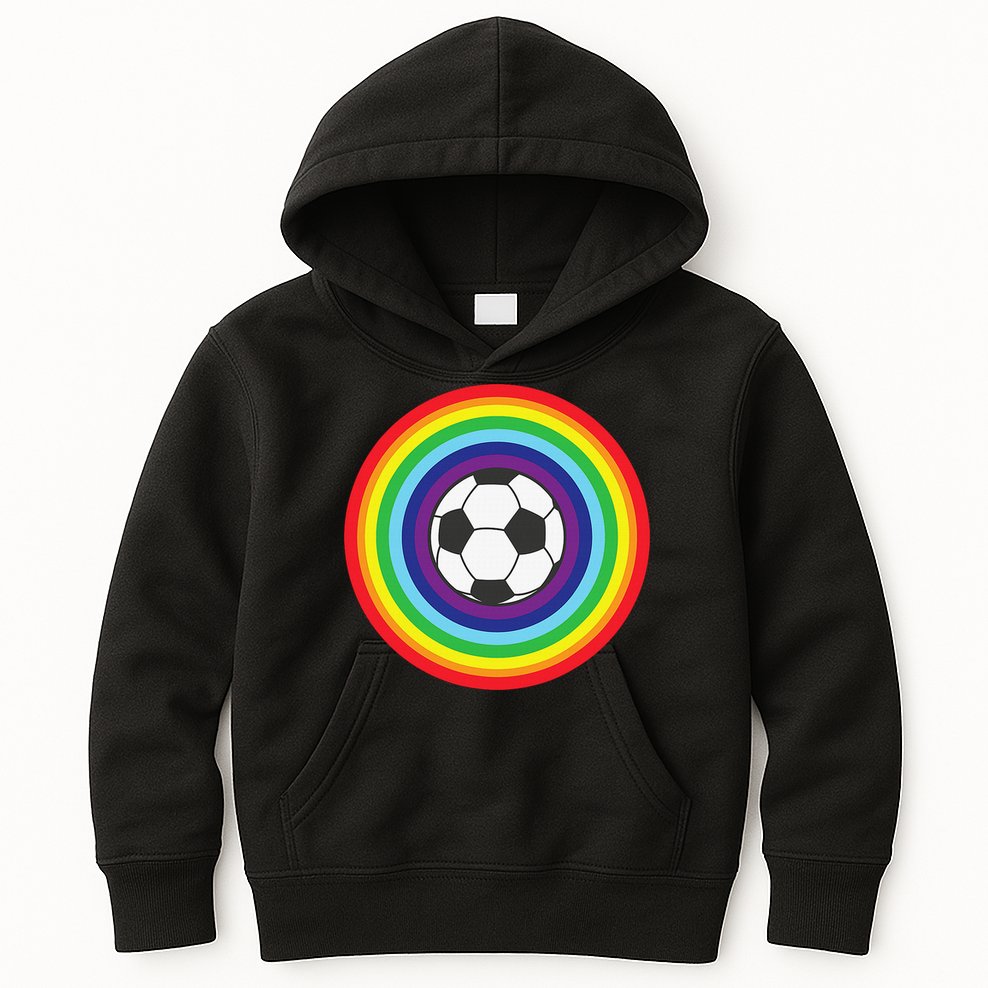 Rainbow Circle Football For Soccer Lover Best Sports Pride Kids Hoodie