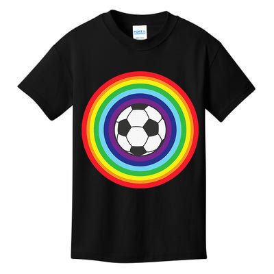 Rainbow Circle Football For Soccer Lover Best Sports Pride Kids T-Shirt