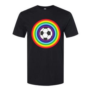 Rainbow Circle Football For Soccer Lover Best Sports Pride Softstyle CVC T-Shirt