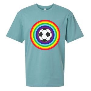 Rainbow Circle Football For Soccer Lover Best Sports Pride Sueded Cloud Jersey T-Shirt