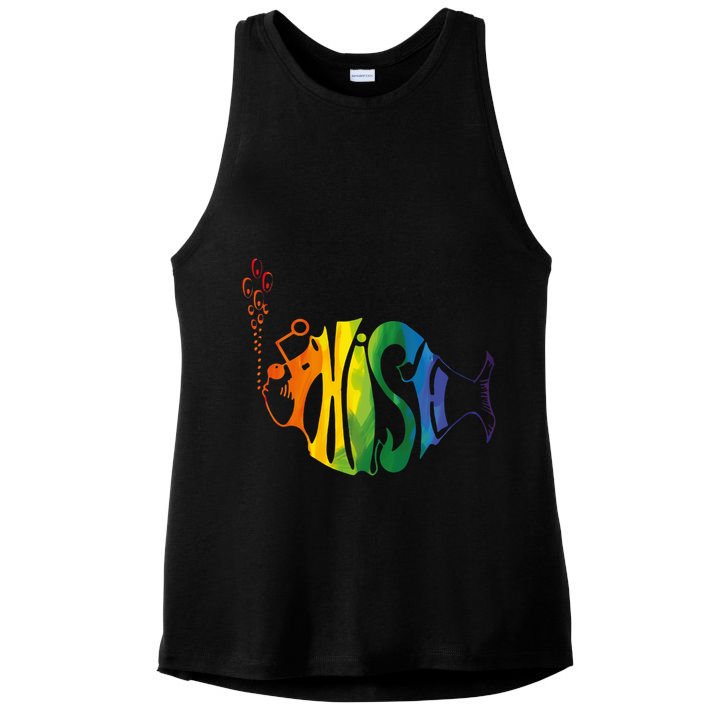 Rainbow Color Fish Cool Ladies PosiCharge Tri-Blend Wicking Tank